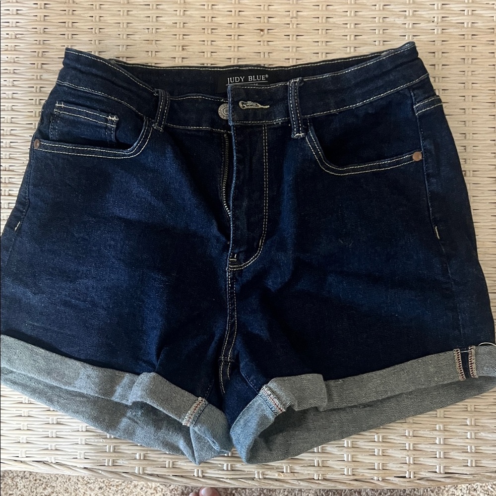 Judy Blue Dark Indigo Rolled Hem Denim Shorts
